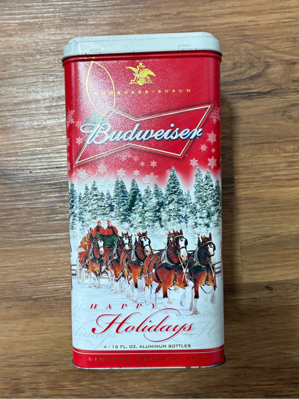 Budweiser 2007 Holiday Clydesdales Metal Tin Empty Limited Edition Beer Box